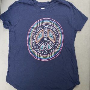 Old Navy Graphic Tee Shirt  Size 8  Color Navy Blue with rainbow colored graphic